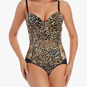 QOU Womens Shapewear Bodysuit with Tummy Control- Medium